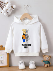 Boys Bear Print Hoodie for Spring Fall