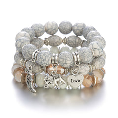 Bohemian Beaded Elephant Wings LOVE Ball Bracelet