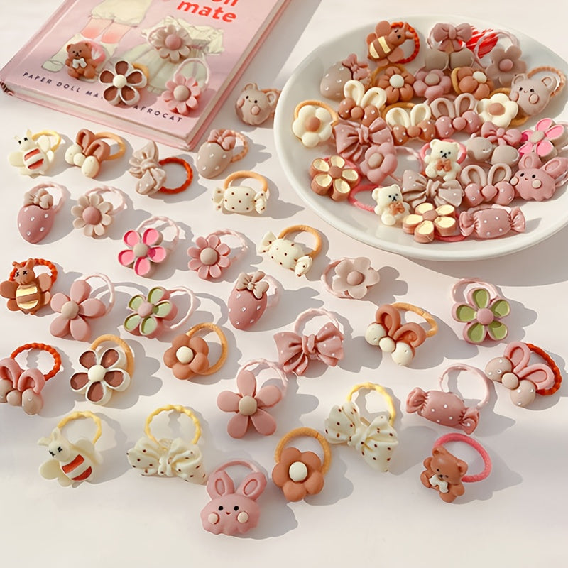 20pcs Cartoon Mini Hair Ties Set Decorative Hair Accessories Gift Girls