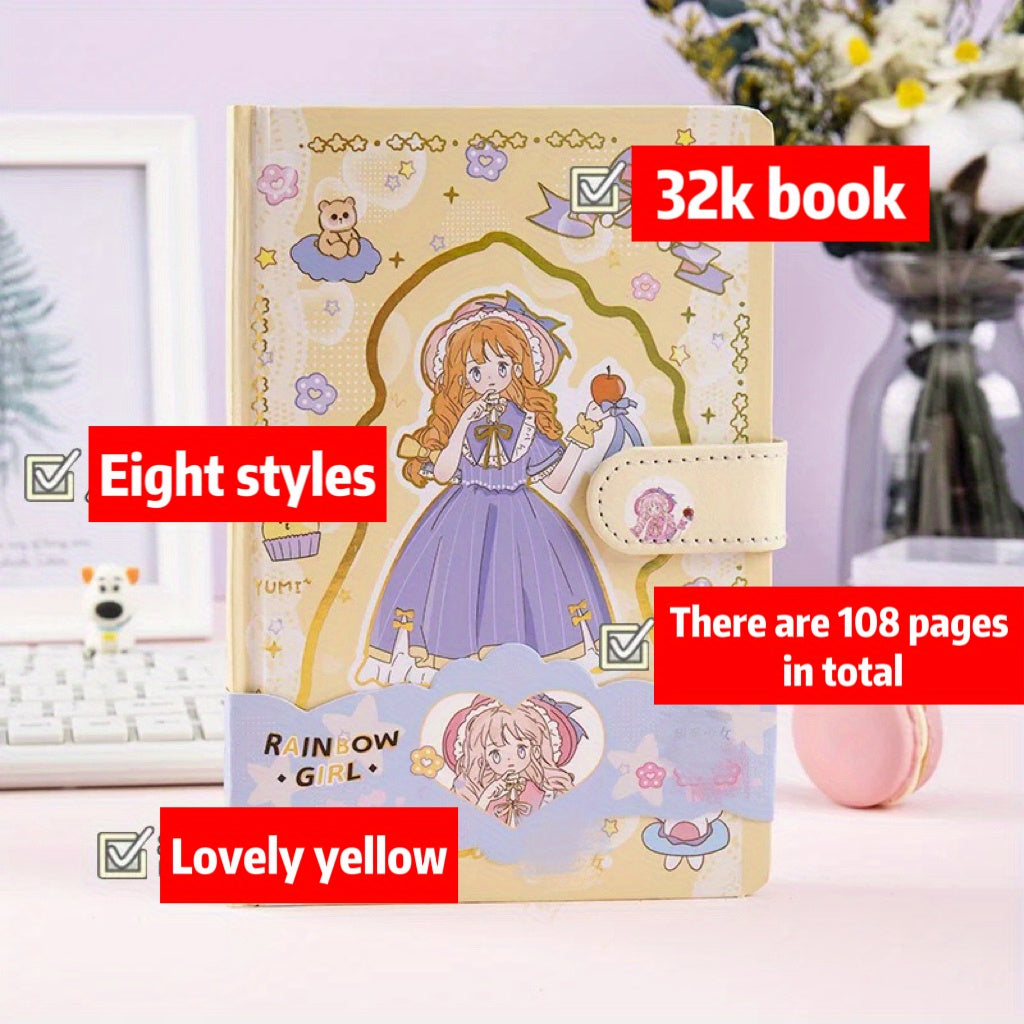 A5 Cartoon Notebook w/ Colorful Border 108 Sheets Pink Yellow Purple