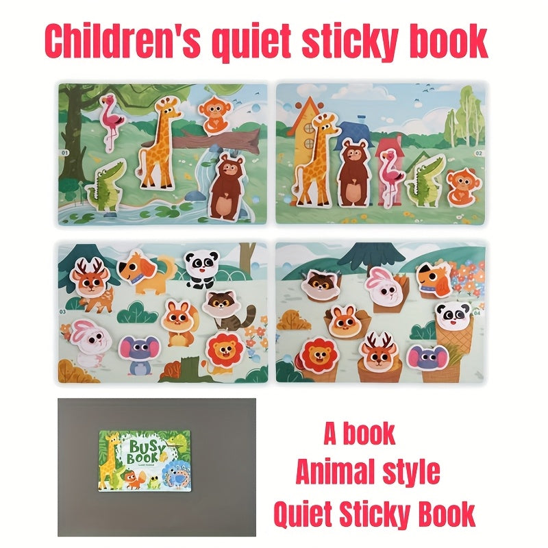 Kids' Cartoon Quiet Paste Book - Educational Learning Aid Puzzle Toy