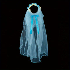 Glowing Bridal Wedding Hair Tie With Gauze Headdress