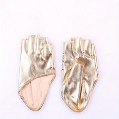PU Leather Half Finger Gloves for Women