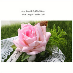Romantic Wedding Rose Corsage and Boutonniere Set