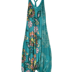  Paisley Print V Neck Boho Jumpsuit
