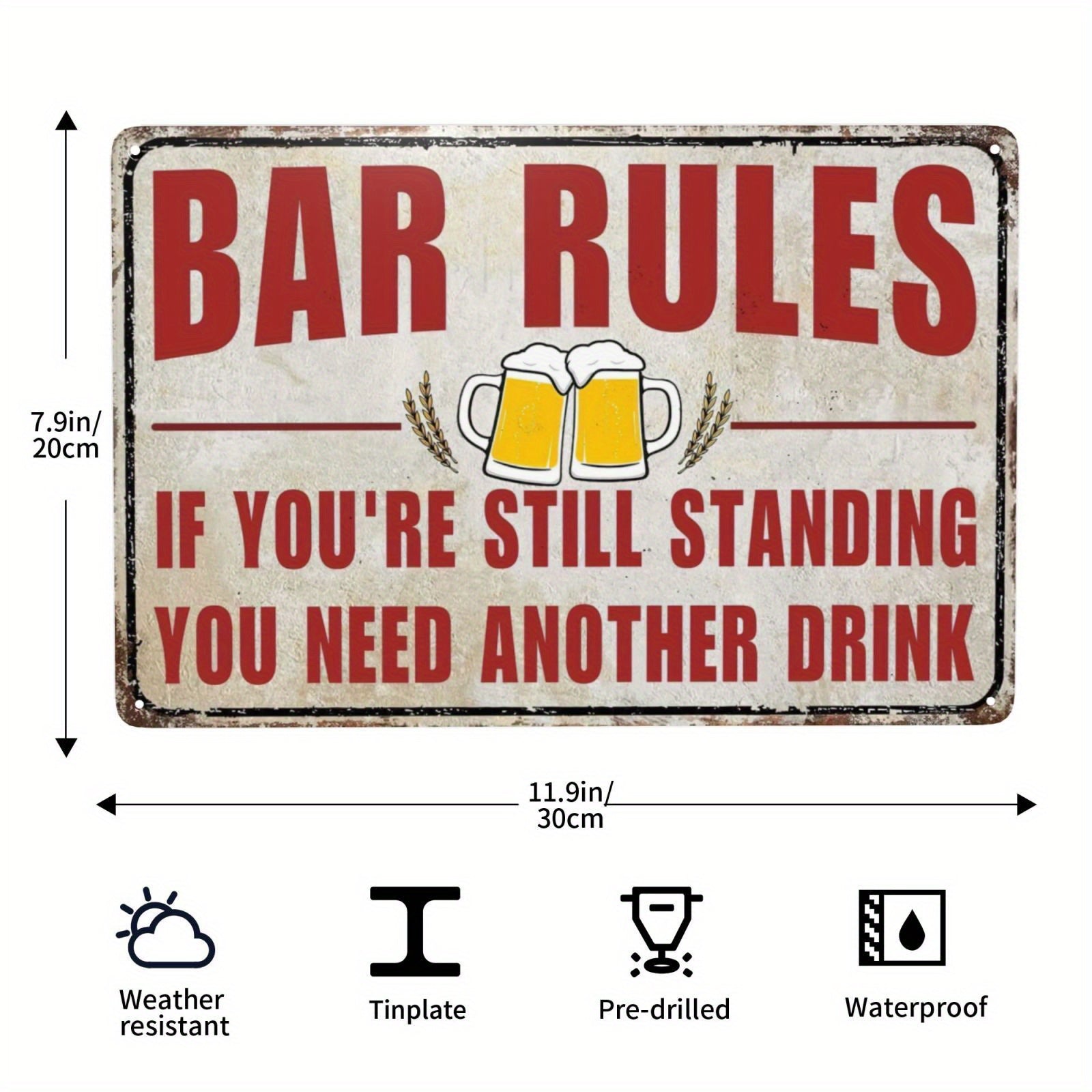 Funny Backyard Bar Tin Sign - Bring Your Own Beer Alcohol Drinks Fun Wall Decor