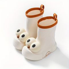 JIAGEYA Boy's Slip On Rain Boots Funny Pattern Waterproof Shoes For Kids