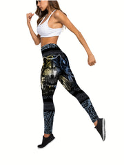  Wolf Print Tank Top & Leggings Yoga Outfits Set