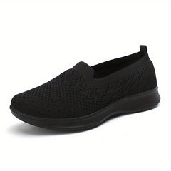 Women's Breathable Knit Flat Shoes Lightweight Low Top Slip On Shoes