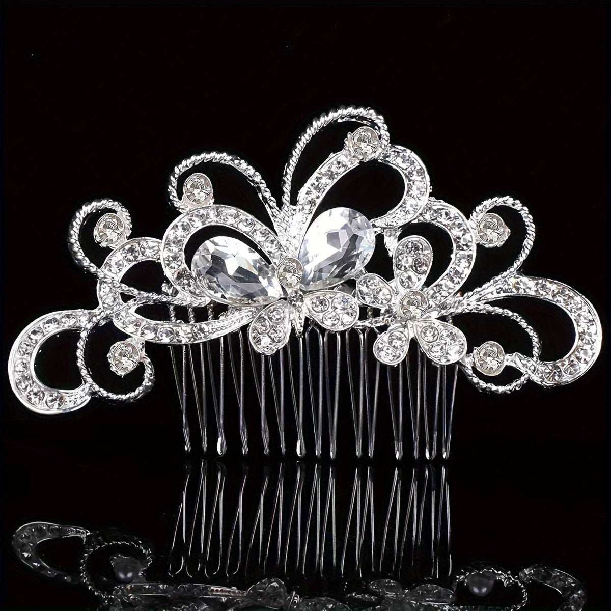 Handcrafted Bridal Hair Comb with Butterfly & Floral Design