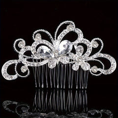 Handcrafted Bridal Hair Comb with Butterfly & Floral Design