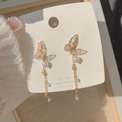 Butterfly Zircon Tassel Earrings 14K Plated Women Party Favors