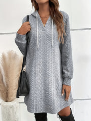  Casual Dress Women's Plus Solid Jacquard Hoodie Mini Dress