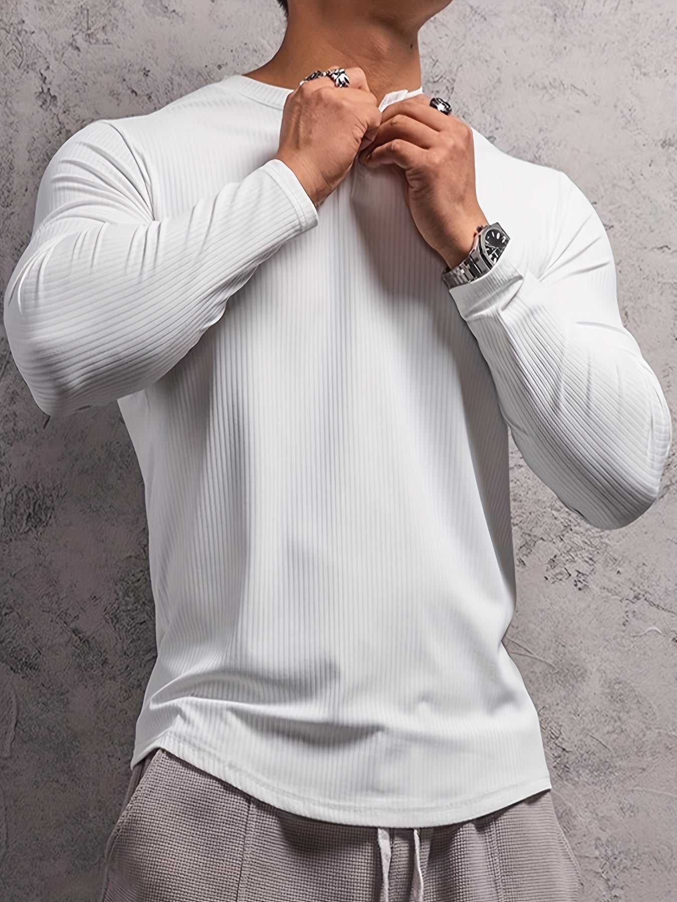 Men's Long Sleeve Workout Shirt Compression Top for Outdoor Gym Running Fitness