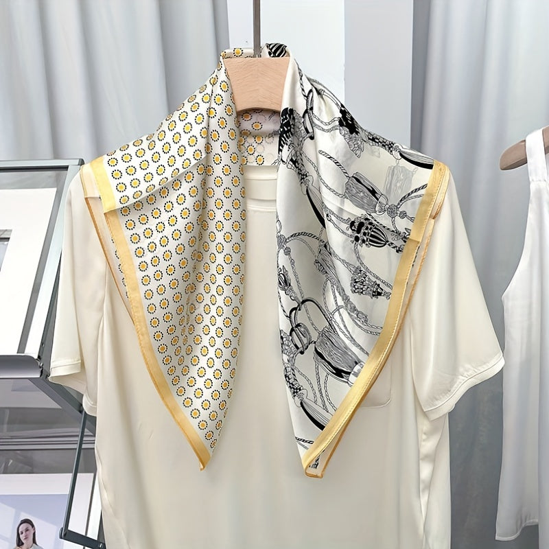 Satin Scarf 70 cm Square Print Neck Handbag Decorative Ribbon