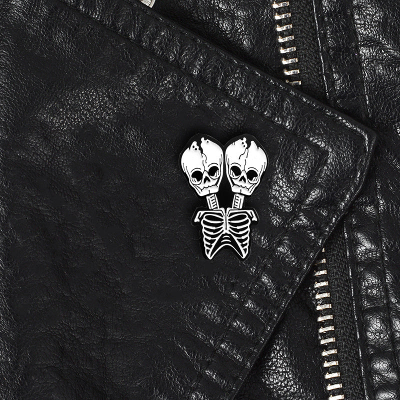 Twin Skull Pin Halloween Ornament Party Accessory