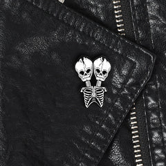 Twin Skull Pin Halloween Ornament Party Accessory