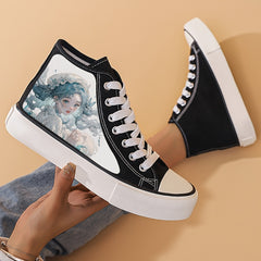 Anime Girl Pattern Lightweight High Top Breathable Canvas Sneakers