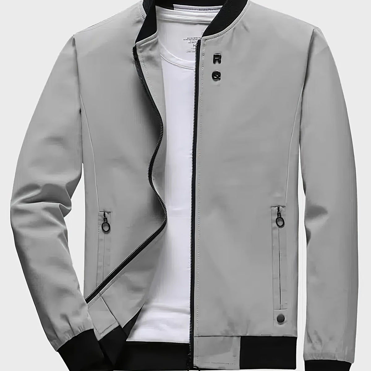 Men's Casual Zipper Pockets Zip Up Jacket