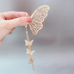 Metal Hollow Butterfly Hair Claw With Tassels Lady Thick Hair Barrette