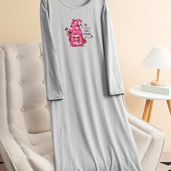  Sunflower Gnome Print Lounge Dress