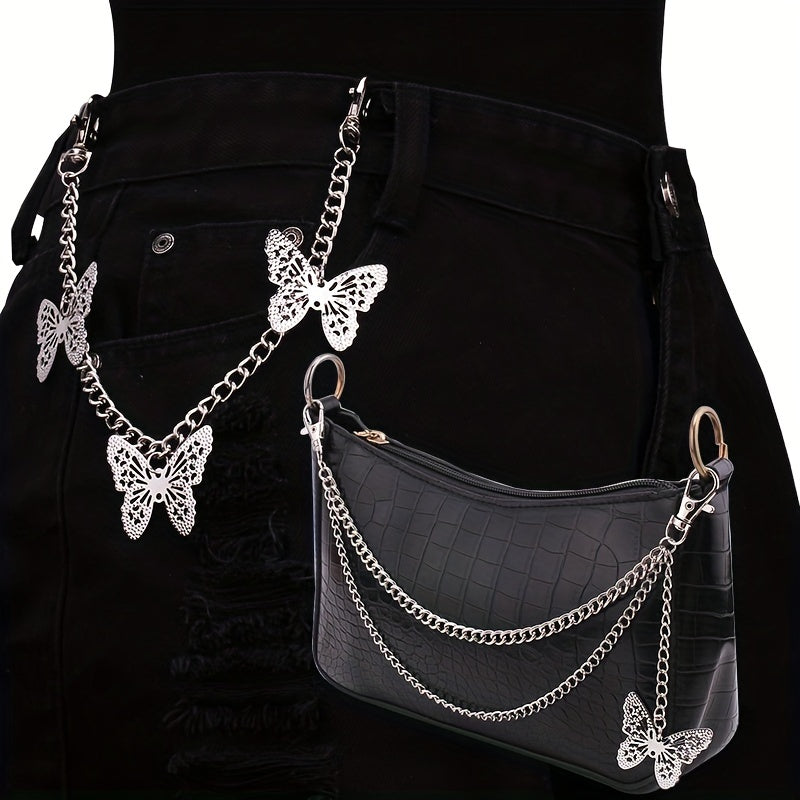 Butterfly Double Chain Street Shot Pants Bag Chain