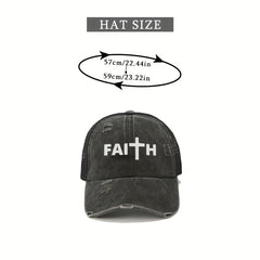 FAITH Ponytail Trucker Hat Washed Distressed Baseball Cap