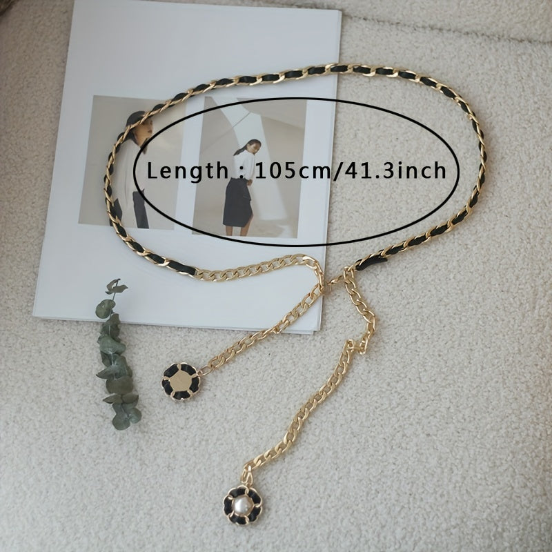 Camellia Pendant Chain Belts Silver Metal Chain Dress Decoration Waist Chain