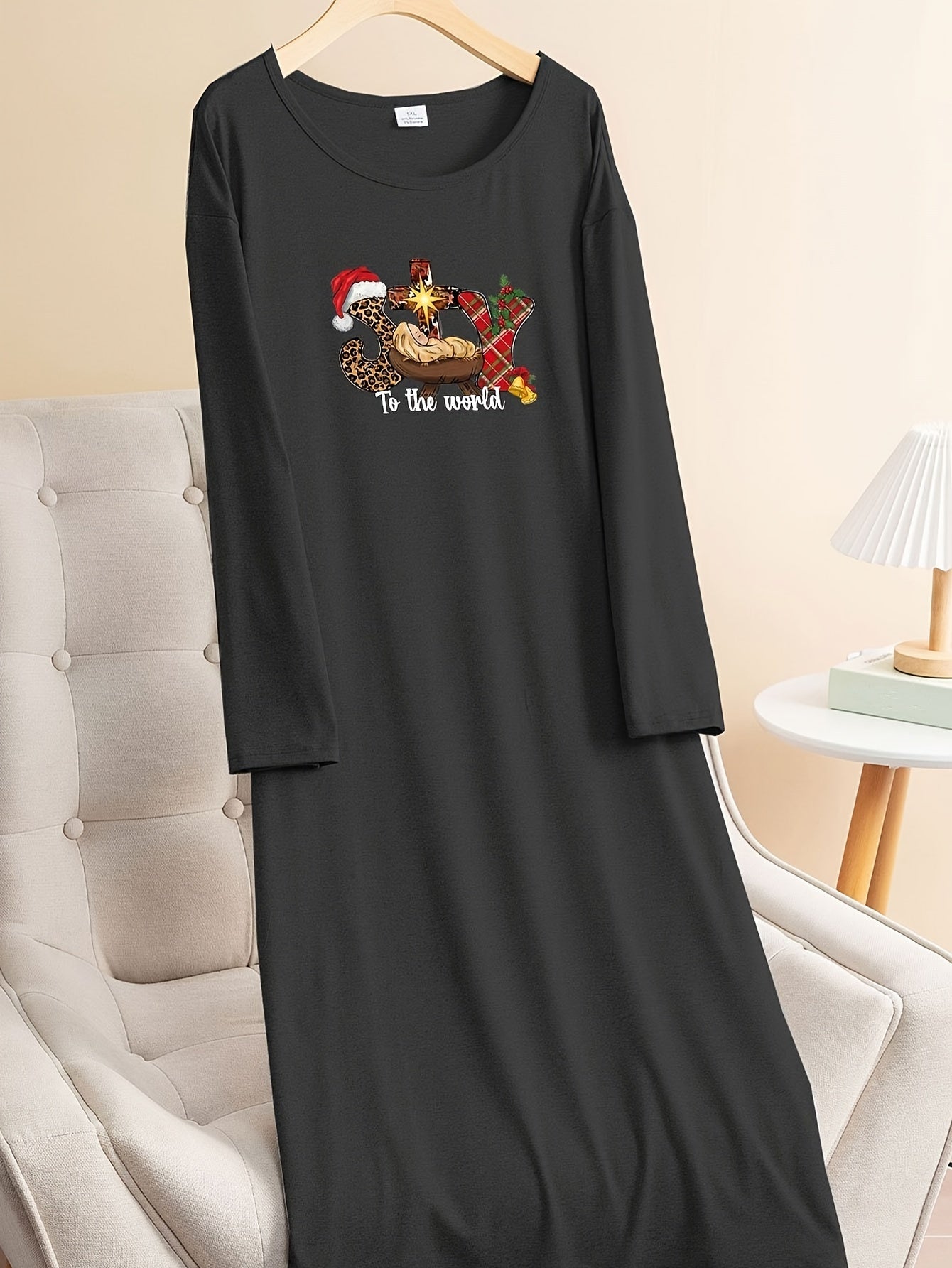  Christmas Lounge Dress Women's Graphic Tee Home Wear Dress