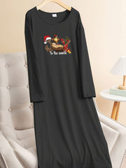  Christmas Lounge Dress Women's Graphic Tee Home Wear Dress
