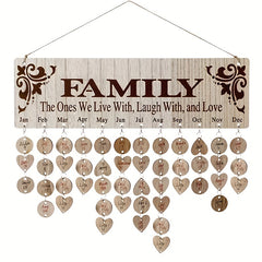 Family Birthday Board Hanging Sign with 100 Wooden Labels