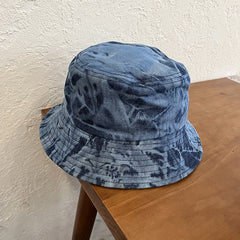 Distressed Denim Bucket Hat Tie Dye Sunscreen Fisherman Cap