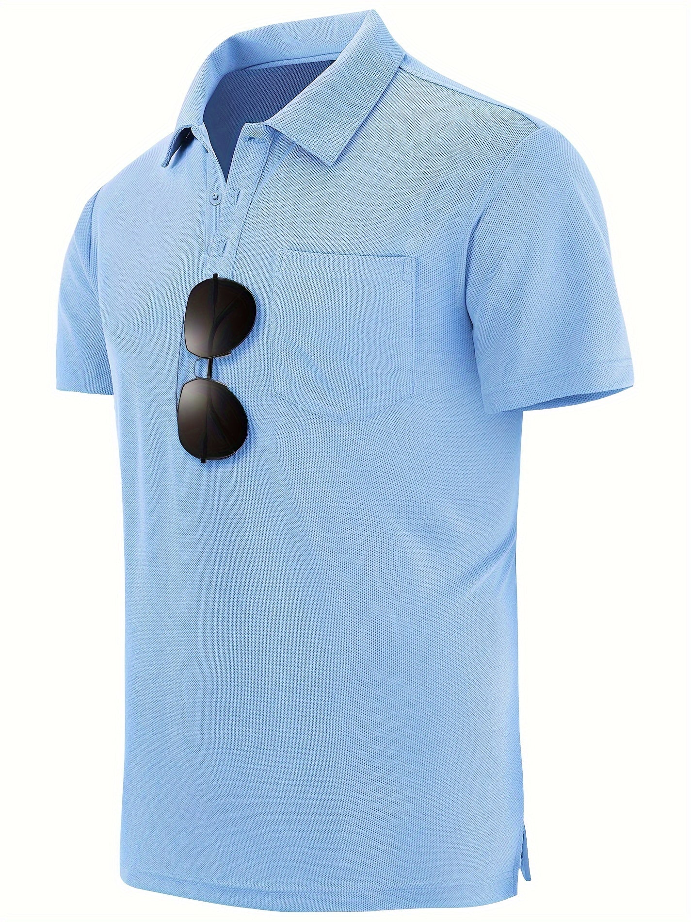 Men's Casual Solid Lapel 1 4 Button Short Sleeve Shirt