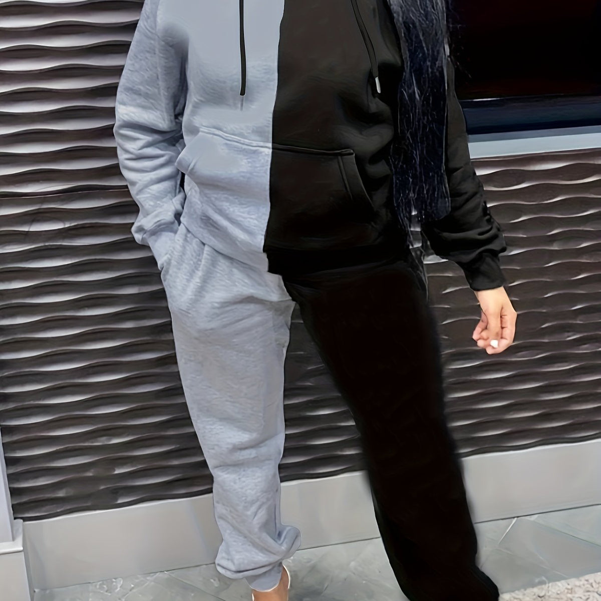  Colorblk Hoodie & Joggers 2Pc Set