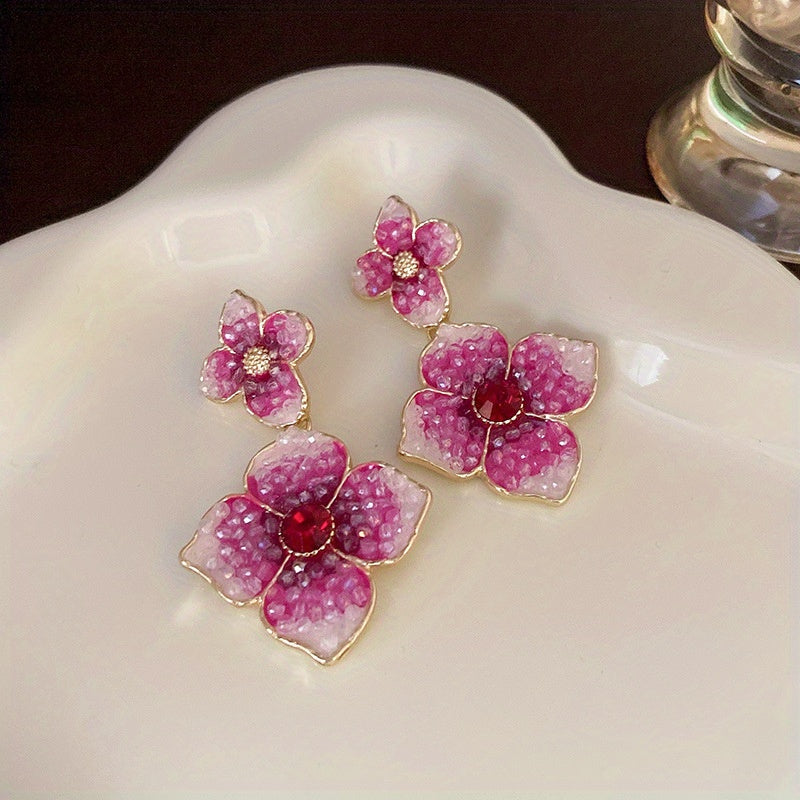 Temperament Flower Pearl Earrings Light Ear Jewelry