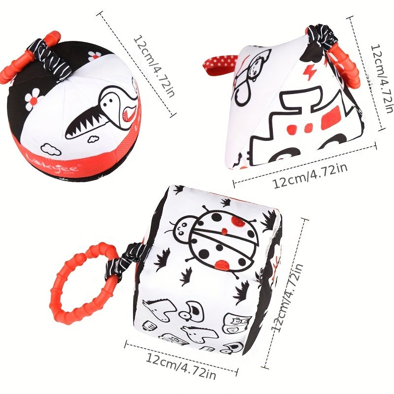 3pc Baby Rattle Plush Toys Set Sensory Cloth Ball