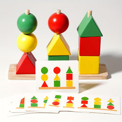 Wooden Geometric Shape Matching Puzzle Building Blocks