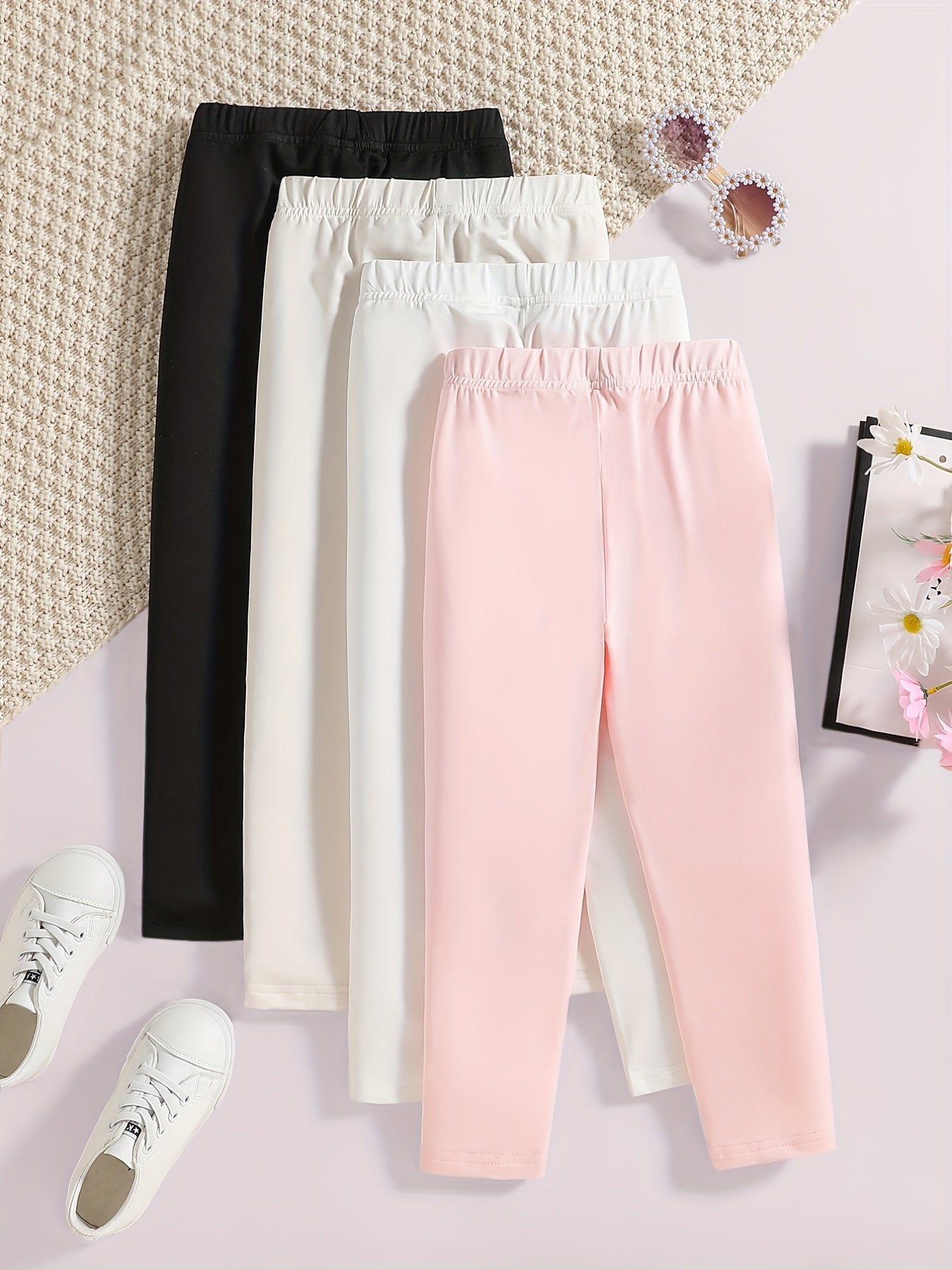 4pcs Girl's Comfort Fit Legging Pants Set