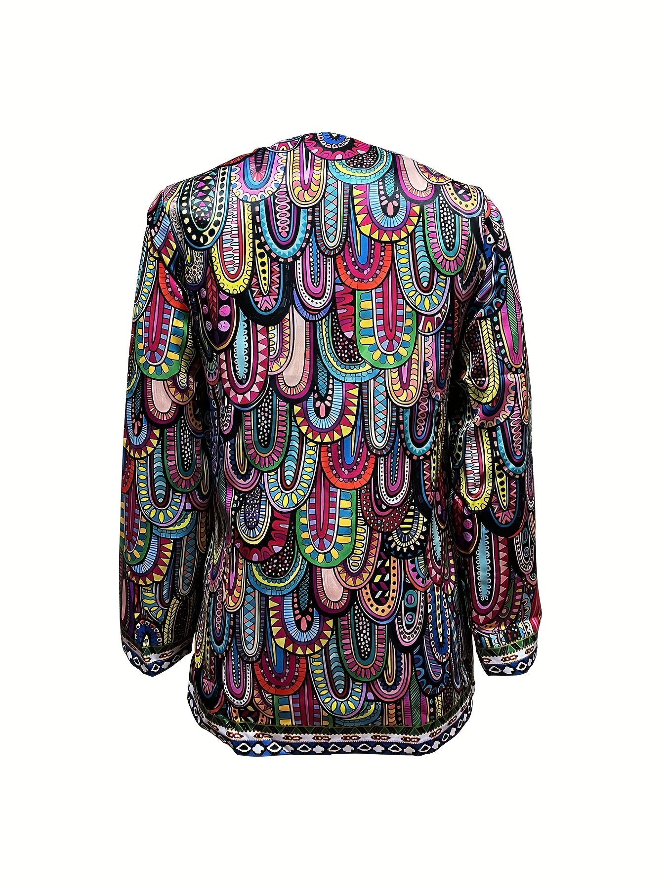Casual Long Sleeve Allover Print Coat