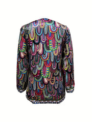 Casual Long Sleeve Allover Print Coat