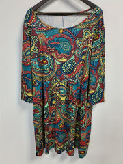  Boho Dress Women's Plus Paisley Print Half Sleeve