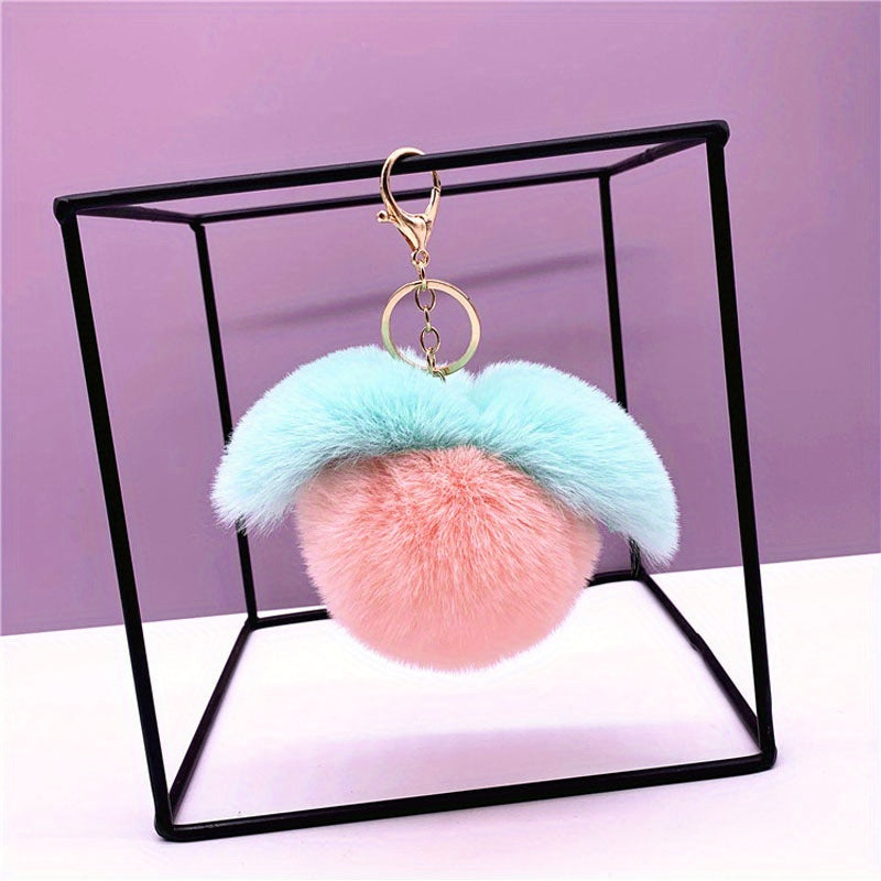 Plush Ball Pendant Faux Rabbit Fur Pompom Key Ring Car Keychain Bag Hanging