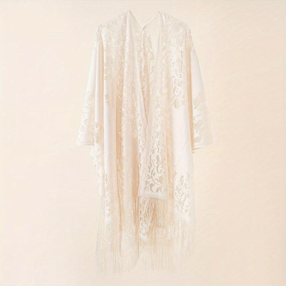 Solid Lace Cardigan Sunproof Shawl Casual Beach Cape