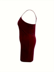  Lace V Neck Velvet Cami Sleep Dress