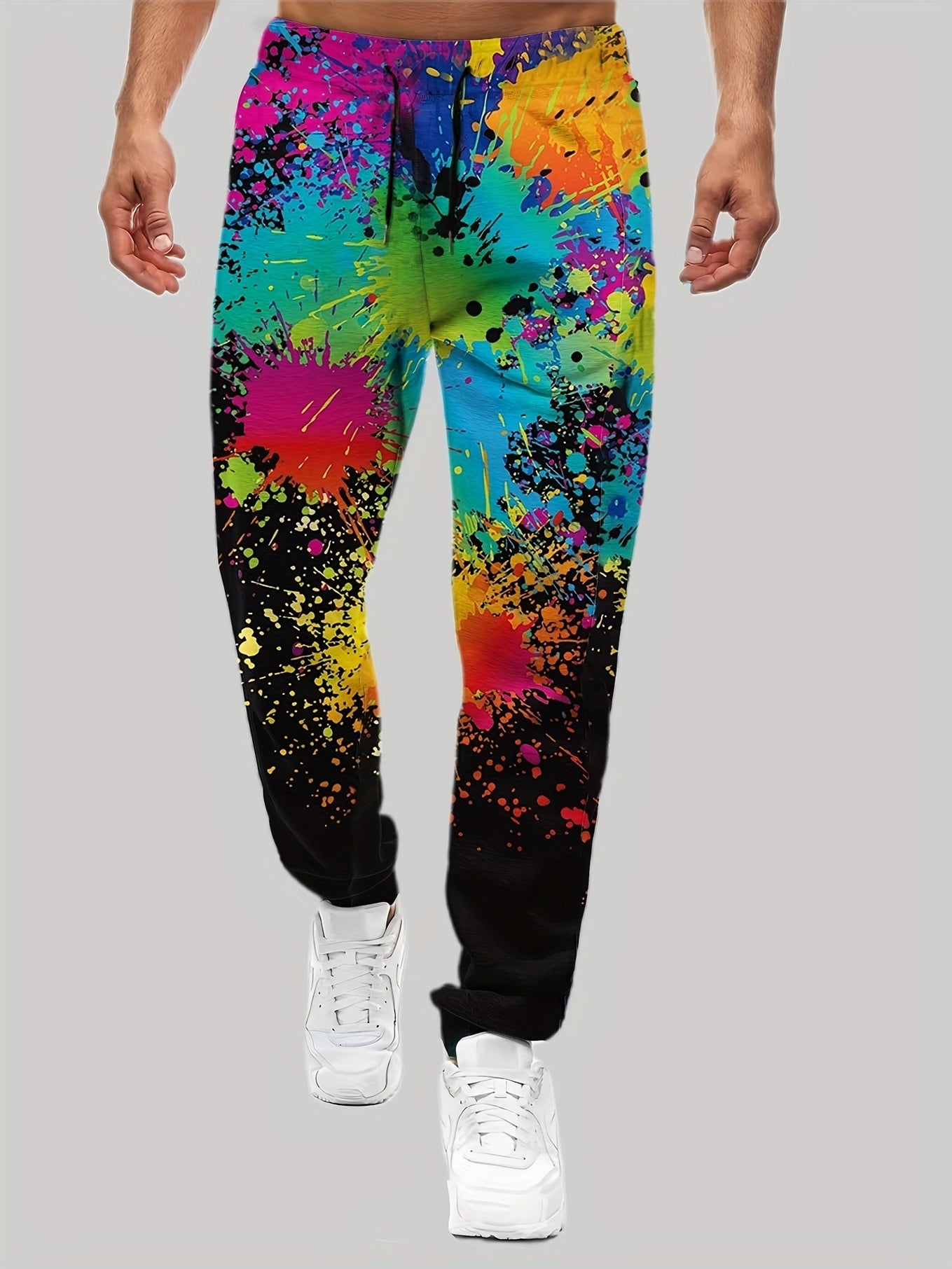 Men's Tie Dye Drawstring Sweatpants Straight Leg Loose Fit Joggers