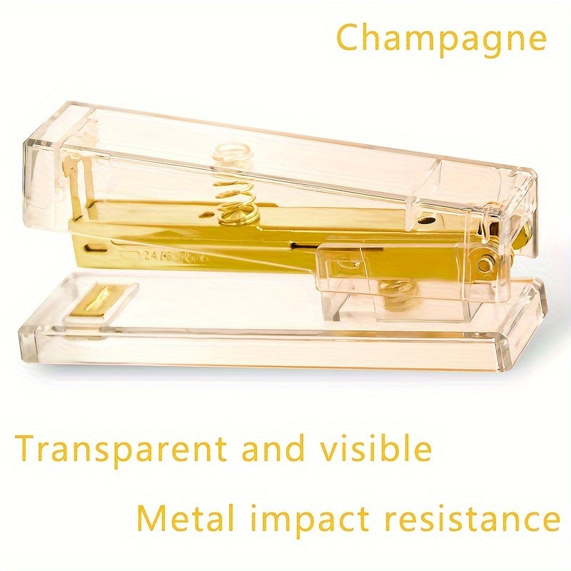 Clear Acrylic Stapler Champagne Hardware Desk Accessory Office Home School