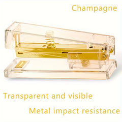 Clear Acrylic Stapler Champagne Hardware Desk Accessory Office Home School