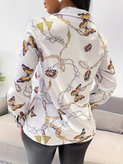  Butterfly Print Long Sleeve Shirt Top