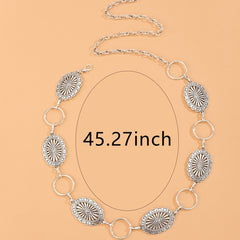 Vintage Bohemian Metal Waist Chain Western Style Hollowed Embossed