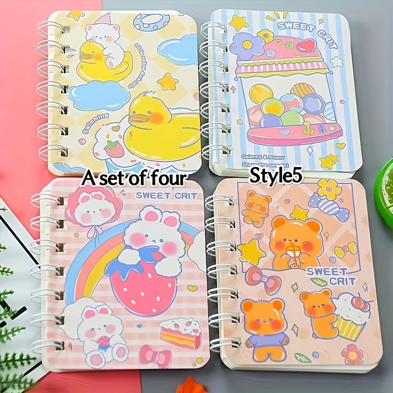 Set of 4 Cartoon Animal A7 Coil Notepad Office Notebook